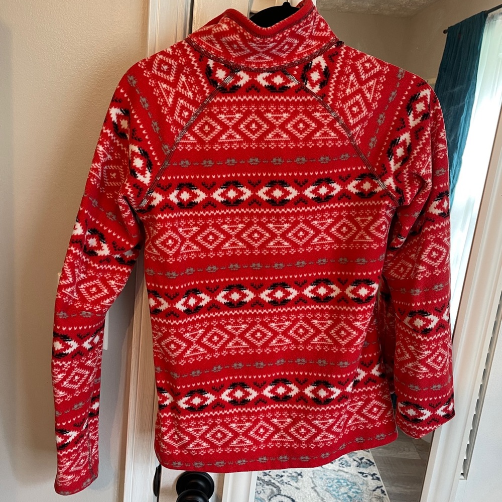 Eddie Bauer Orange Geometric Fleece Pullover - Picture 4 of 4
